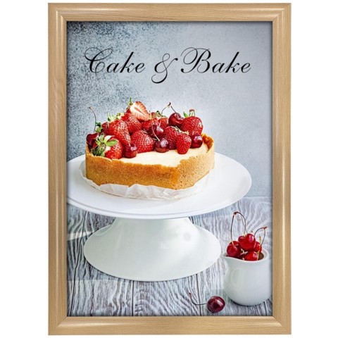 Klapramme A3, 25 mm kanter,
aluminium i lys egetræslook