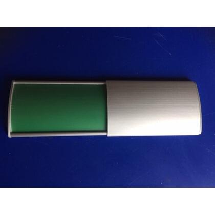 V60 Slider måler 200 x 60 mm og er et aluminiumsskilt med "slæde", der indikerer om lokalet er optaget eller ledigt. Slæden kan skubbes frem og tilbage for f.eks. at indikere om mødelokalet er ledigt. Kan leveres som: 1) Rød - grøn  2) Ledig - Optaget - 3) Damer - Herrer 4) VACANT - OCCUPIED
