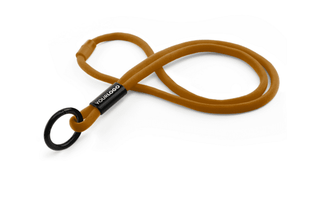 Rund 10 mm keyhanger med nakkesikring og logo på plastspænde