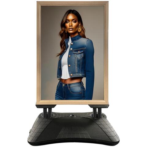 Gadeskilt Wind-Pro vandbase Light Wood A1, Sort fod