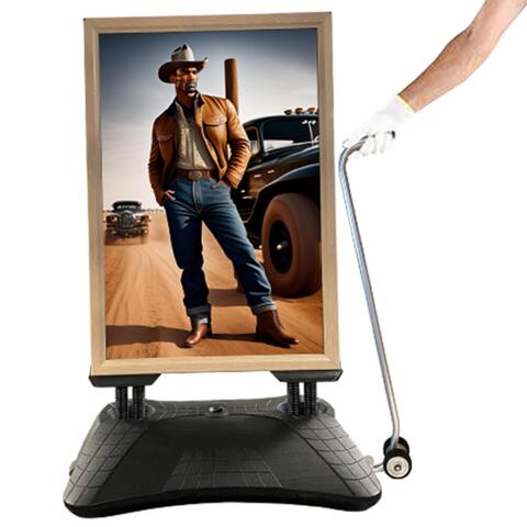 Gadeskilt Wind-Pro vandbase Light Wood A1, Sort fod