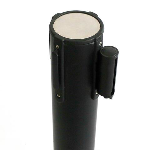 Afspærringsstander, 1 stk, metal, 3 m bånd, Sort stolpe, sort bånd