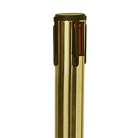 Afspærringsstander, 1 stk, metal, 3 m bånd, Guld stolpe, rødt bånd