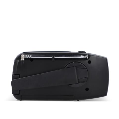 Nødradio Safesound: Radio AM/FM, powerbank 1800 mAh og lommelygte for 15 timer. Med solcelleopladning, håndsving eller USB-C-kabel