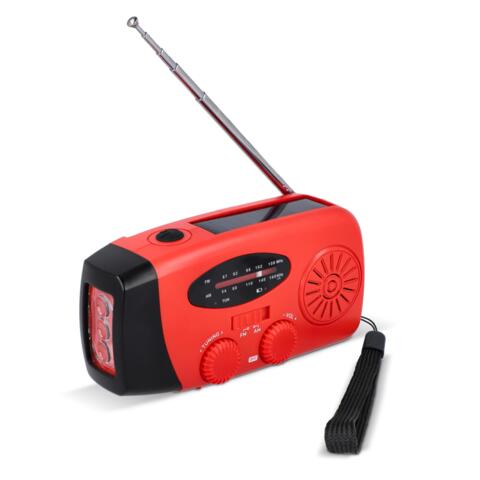 Safesound Nødradio med Radio, Lommelygte, Powerbank - Opladning: håndsving/USB/Solcelle