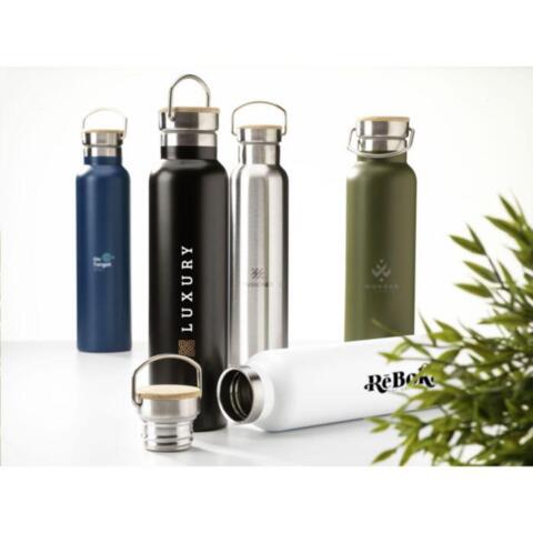 Nordvik RCS genbrugsmetal - 750 ml. vandflaske - dobbeltvægget - inkl. lasergraveret logo på låget