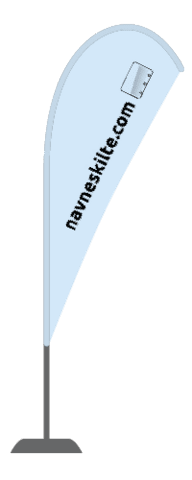 Beach Flag, dråbeform, small: 2 m, med flag og system med jordspyd