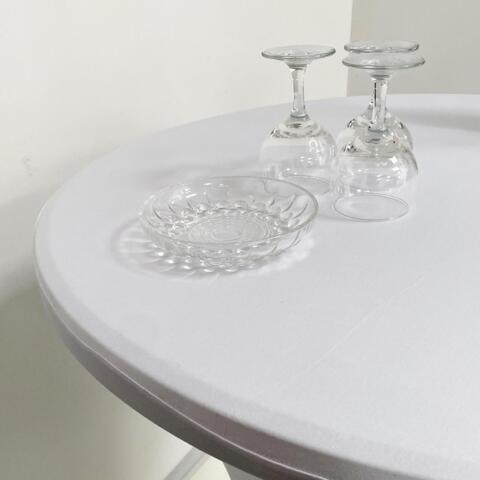 Elastisk Hvid Borddug, til Events, Ø80 cm, Hvid