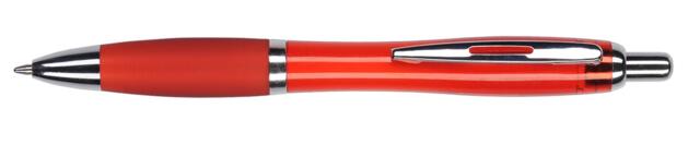 Rød plastpen med logotryk