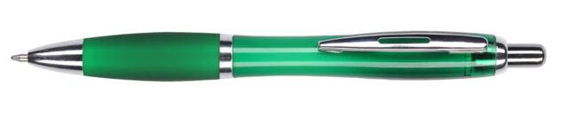 Grøn plastpen med logotryk