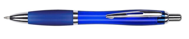 Blå plastpen med logotryk