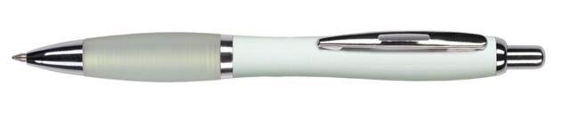 Hvid plastpen med logotryk