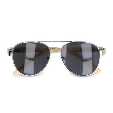 Bamboo leg aviator sunglasses inklusiv lasergravet logo