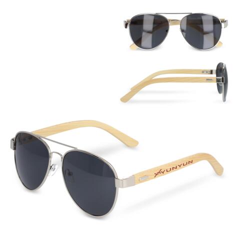 Bamboo leg aviator sunglasses inklusiv lasergravet logo