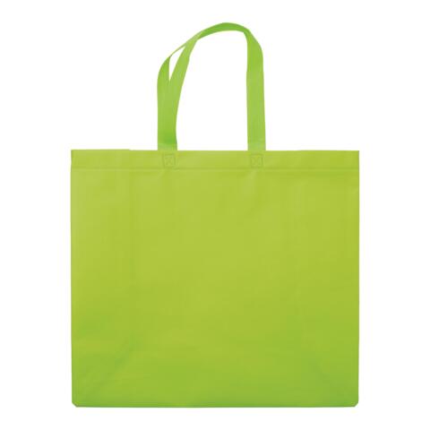 Taske af non-woven materiale 35x40 cm med bund - 16 cm bred, lysegrøn, uden tryk - billig