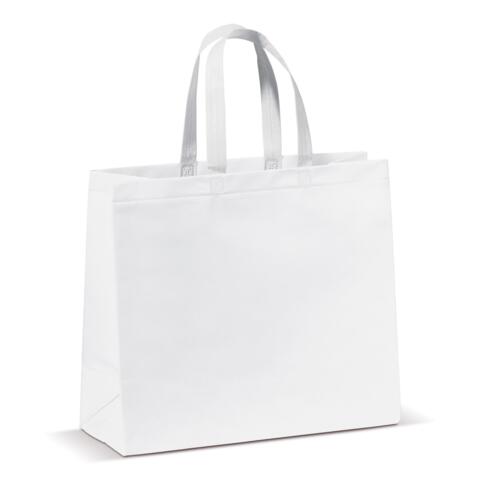 Taske af non-woven materiale 35x40 cm med bund - 16 cm bred, hvid, med tryk