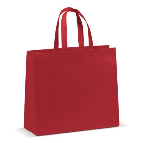 Taske af non-woven materiale 35x40 cm med bund - 16 cm bred, rød, med tryk