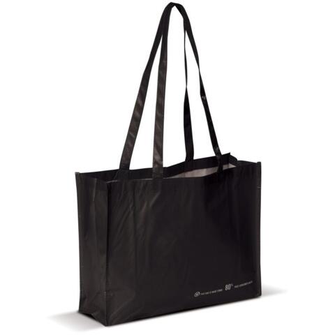 Indkøbsnet, foldbar, OEKO-TEX 80% R-PET, 110 gr/m2, 2-farvet logo på én side