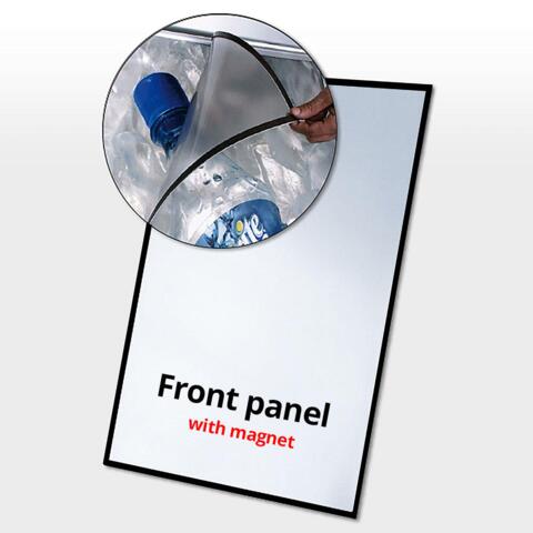 Frontplade PET med magnet, sort kant, B1 - 70 x 100 cm