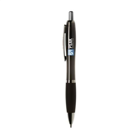 Billig plastpen med logotryk, sort