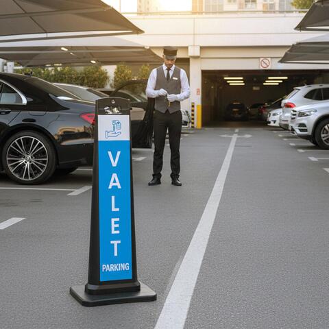 City Sign Plast, sort stander, dobbeltsidet