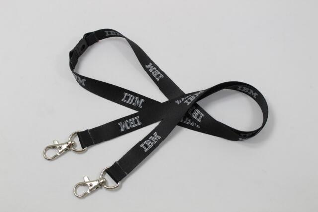 Keyhanger, sort, 15 mm, med logotryk, med 2 kroge & nakkesikring