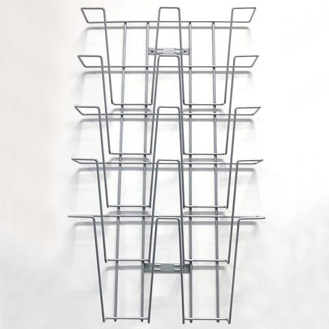 Brochureholder til væg, Wireholder Wall, 5 x avis, Sølv