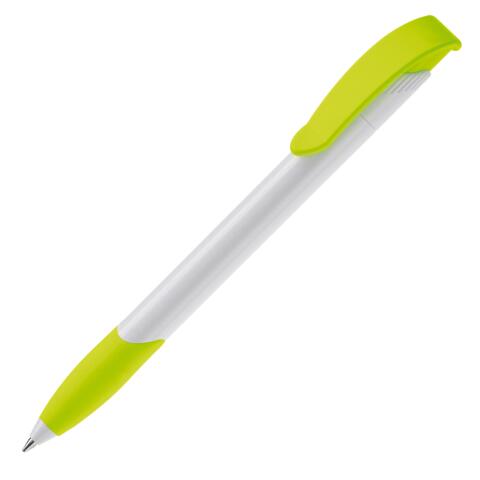 Apollopen med logotryk, hvid/lysegrøn