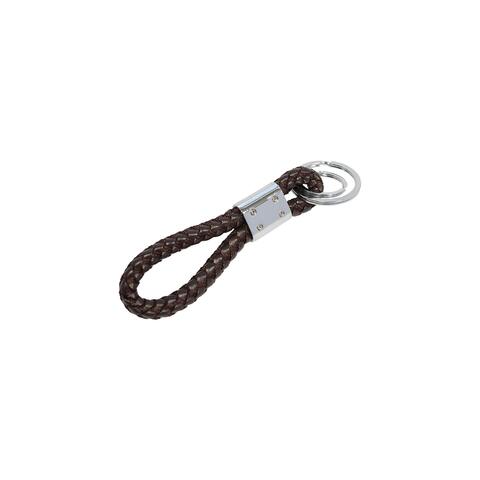 Kort keyhanger-strop i kunstlæder (PU-læder). Med 2 flade O-ringe: Ø 25 og 35 mm. Mål: Ø 9 mm. Længde: 10,5 cm. Farver: Mørkebrun.