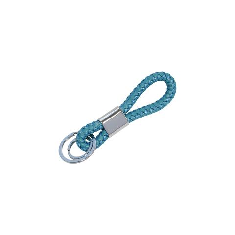 Kort keyhanger-strop i kunstlæder (PU-læder). Med 2 flade O-ringe: Ø 25 og 35 mm. Mål: Ø 9 mm. Længde: 10,5 cm. Farver: turkis.