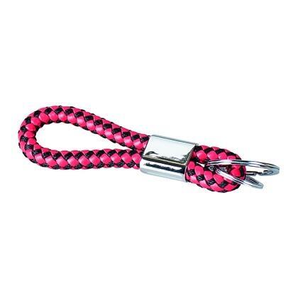 Kort keyhanger-strop i kunstlæder (PU-læder). Med 2 flade O-ringe: Ø 25 og 35 mm. Mål: Ø 9 mm. Længde: 10,5 cm. Farver: Mørkebrun, rød, hvid, sort, turkis, pink, rød/sort og sort/hvid.