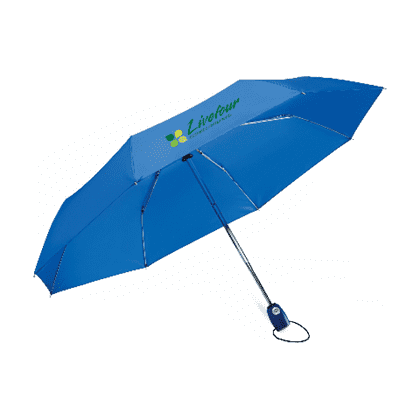 Smart paraply med trykt logo som åbner og lukker automatisk ved tryk på en knap. Materiale: Metalstel, stivere og stang. Håndtag i plast med strop. Leveres med velcrolukke samt beskyttelsespose. 190 T, nylon,  Ø90 x 55 cm. 312 gr.
