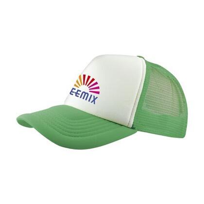 Grøn trucker hat/cap i åndbart materiale med 2 farvet tryk