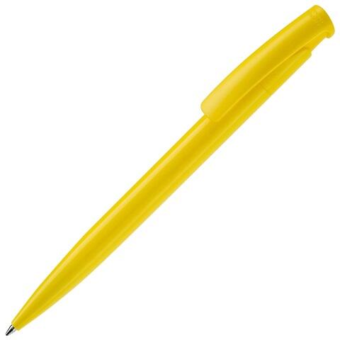 Kuglepen i kraftig ABS-plast i farven gul med blåt blæk og trykt 1 farvet logo