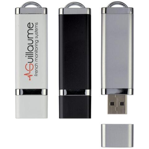 Smart business-USB med en kapacitet på 8 GB i 3 forskellige farver og trykt logo.
