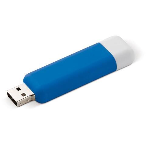 Dette design USB-stik er med 8 GB kapacitet, og leveres i 6 forskellige farver - lyseblå og med tryk logo.