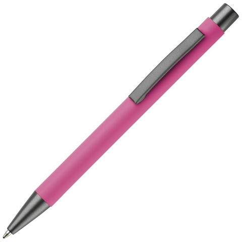 Pink kuglepen i aluminium med elegant soft touch, solid metal clips og med fuldfarvet logo.