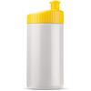 Klassisk hvid og gul lækfri drikkeflaske i BPA-.fri plast, 500 ml med trykt logo