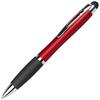 Rød pen med twist-funktion, hvor dit logo kan graveres og pænt lyse op ved hjælp af en LED-lampe. Pennen har stylus-funktion, og kan bruges til at trykke på mobil & tablet.