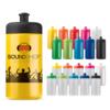 Sportsflasker med mange farver i forskellige kombinationer, med logo.