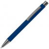 Blå kuglepen i aluminium med elegant soft touch, solid metal clips og med fuldfarvet logo.