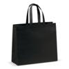 Taske af non-woven materiale 35x40 cm med bund - 16 cm bred, sort, med tryk