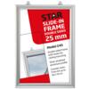 Ramme, Slide-in, dobbeltsidet, vertikal, 25 mm aluminium profil, sølv