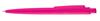 Pink plastkuglepen, med patenteret system, med trykmekanisme, god kraftig kvalitet og med trykt logo.