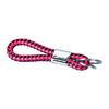 Kort keyhanger-strop i kunstlæder (PU-læder). Med 2 flade O-ringe: Ø 25 og 35 mm. Mål: Ø 9 mm. Længde: 10,5 cm. Farver: Mørkebrun, rød, hvid, sort, turkis, pink, rød/sort og sort/hvid.