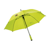 Paraply med automatisk teleskopåbning, 190 T nylonskærm, stel i glasfiber, metalskaft, trykt logo, håndtag i blødt skum og velcrolukning.