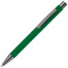 Grøn kuglepen i aluminium med elegant soft touch, solid metal clips og med fuldfarvet logo.