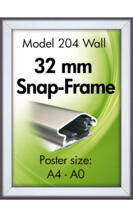 Alu snap frame, 32 mm, A4, sølv klapramme