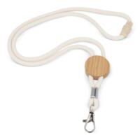 Keyhanger af bomuld med logo på bambusskyderen Ø30 mm