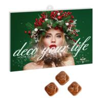 Julekalender large-format med mælkechokolader og eget logotryk